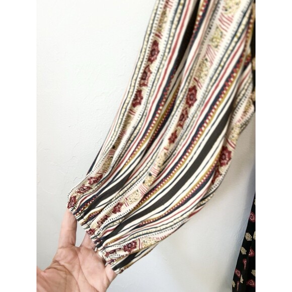 Free People Rain Or Shine Tunic Dress Poppy Combo Black Floral Longsleeve Boho M - Picture 4 of 10